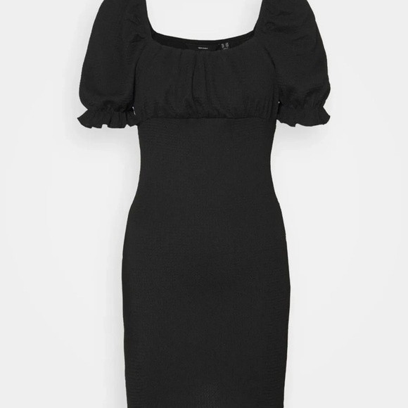 Vero Moda Dress Size Small Square neck Balloon Puff Sleeves Black Dress NEW - Picture 7 of 7